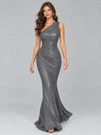 Sequin Mermaid One Shoulder Prom Dress Long formal Gown