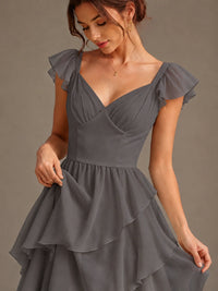 Ruffle Tiered V Neck Maxi Dress