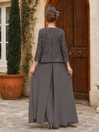Elegant 3-Piece Chiffon Mother of the Bride Pantsuit with Floral Applique Jacket