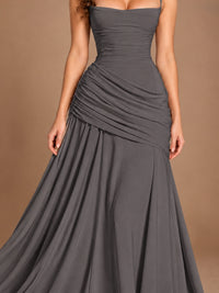 Butter Yellow Square Neck Ruched A-Line Prom Dress