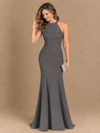 Halter Neckline Lace Appliques Mother of The Bride Dresses