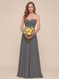Strapless Pleated Chiffon A-Line Bridesmaid Dress