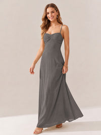 JOVELLEE Yellow Sweetheart Ruched Bust Chiffon Maxi Dress