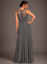 A-line 2 Pieces Chiffon Appliques Mother of The Bride Dresses with Jackets