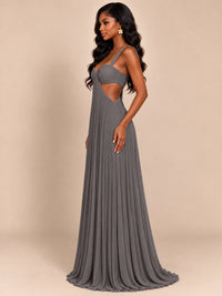 Butter Yellow Pleated Cutout Maxi Dress