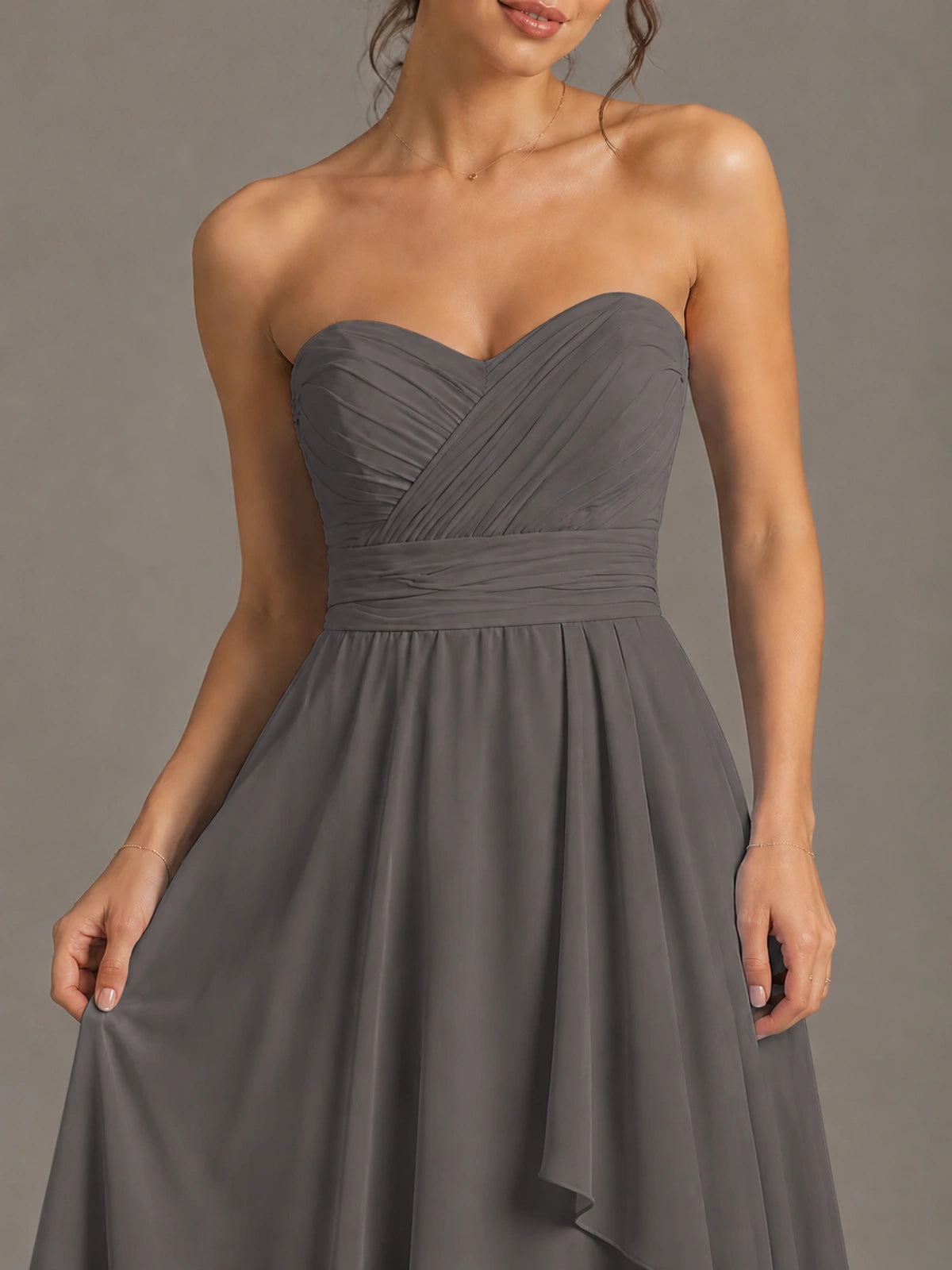 Strapless Ruffle A-Line Maxi Dress