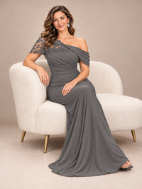 One Shoulder Chiffon Mother of The Bride Dress