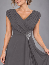 Cap Sleeve Chiffon A-Line Mother of the Bride Dress