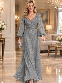 Sparkle Sequin Mother of The Bride Dresses with Long Sleeves