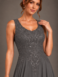 A-line 2 Pieces Chiffon Appliques Mother of The Bride Dresses with Jackets