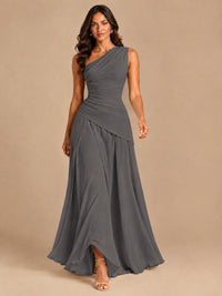 One Shoulder Prom Dress A-line Ruched Women Wedding Formal Gowns