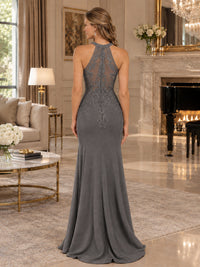 Halter Neckline Lace Appliques Mother of The Bride Dresses