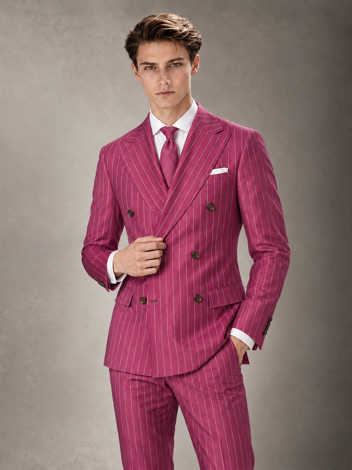 Double Breasted Pinstripe Men's Suit 2 Piece (Jacket & Pants) for Wedding & Formal Prom