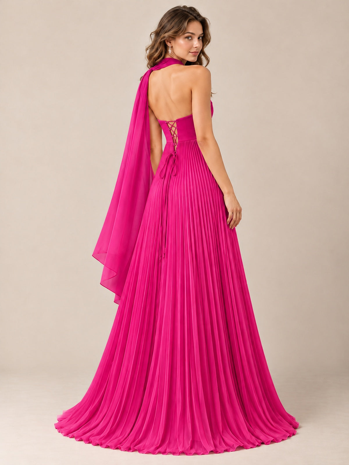 Sweetheart Neckline Pleated Prom Dress Strapless A-line Formal Dress with Flowy Scarf