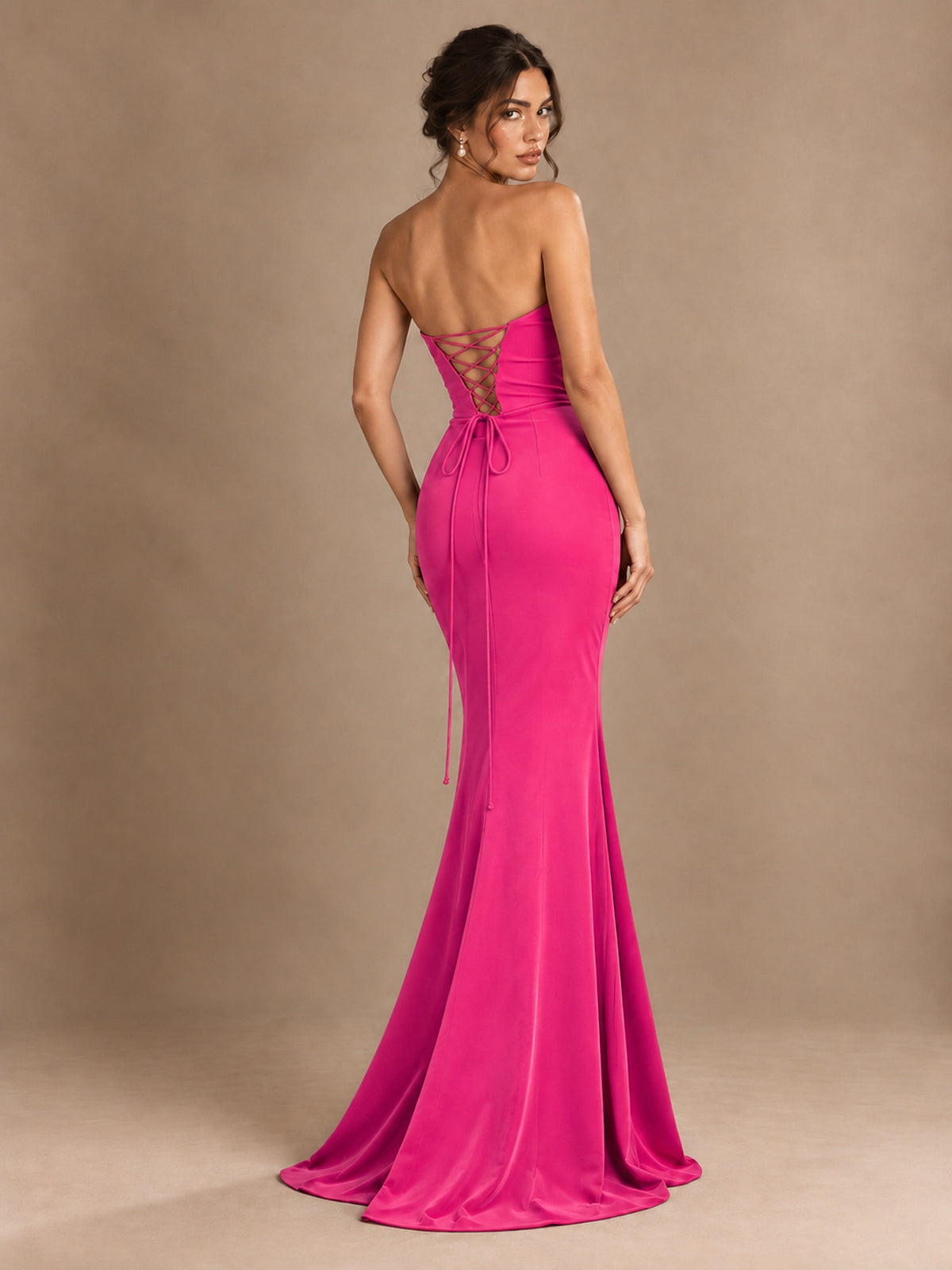 Emerald Green Strapless Mermaid Prom Dress with 3D Rose & Keyhole Cutout