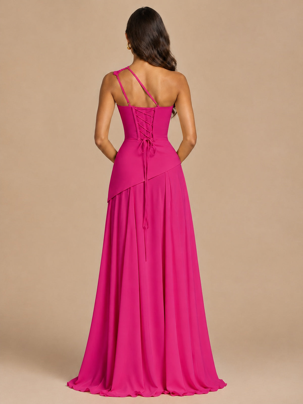 One Shoulder Prom Dress A-line Ruched Women Wedding Formal Gowns