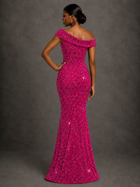 Sequin Off Shoulder Mermaid Prom Dress