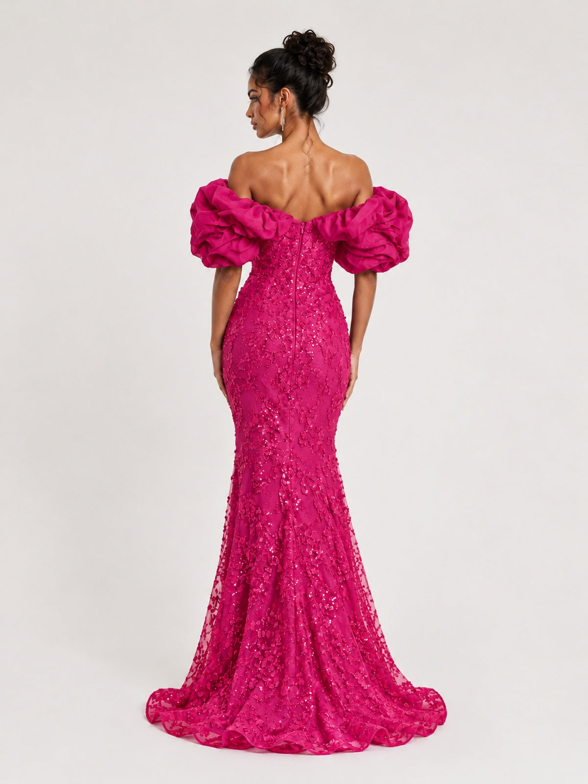 Sequin Off-Shoulder Ruffle Mermaid Prom Dress