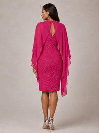 Floral Sheath Mother of the Bride Dress with Cape Overlay