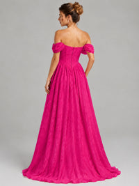 Off Shoulder Jacquard A-Line Maxi Dress