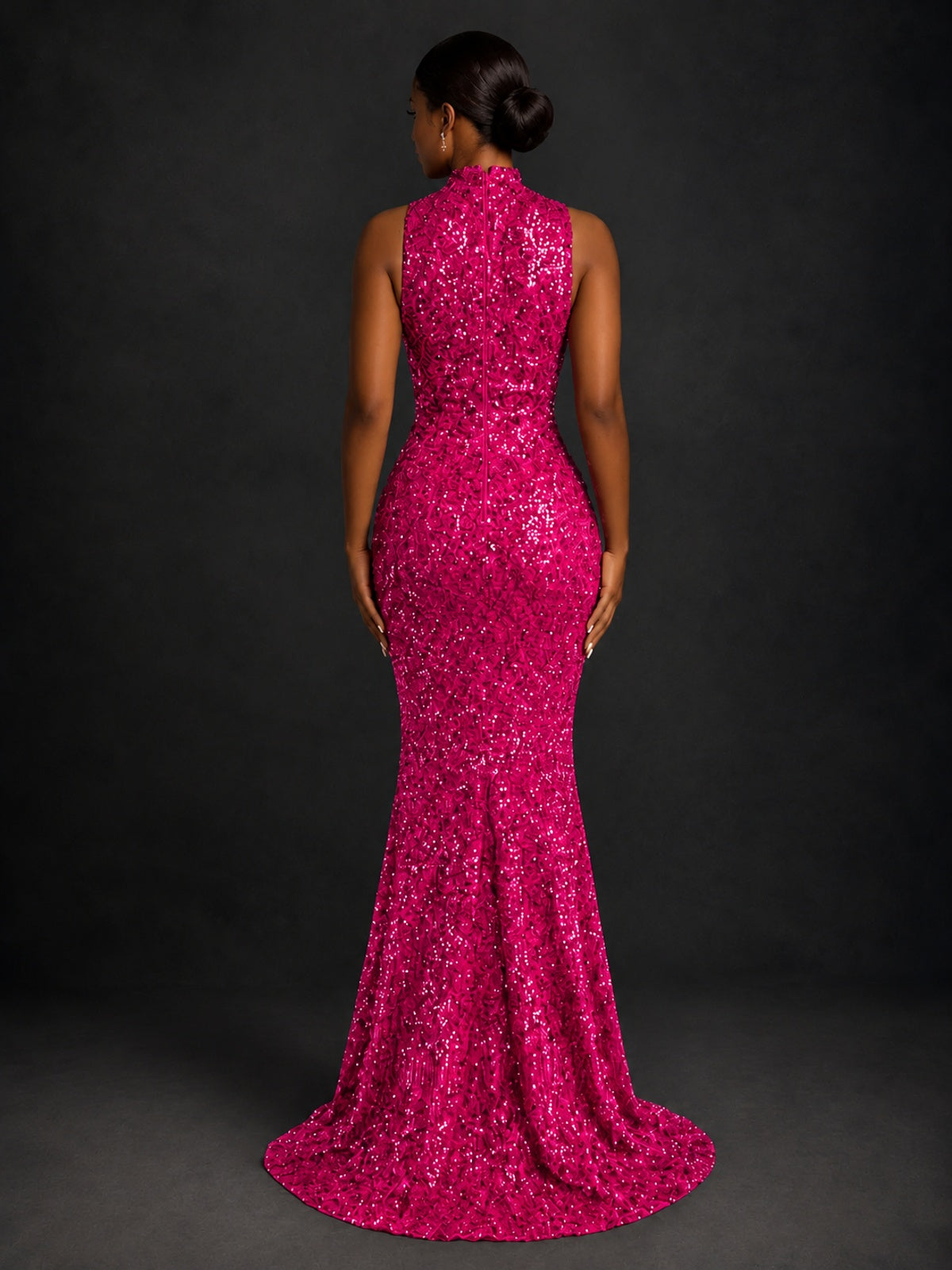 Sparkly Sequin High Neck Mermaid Prom Dress