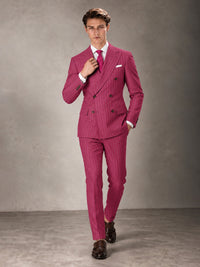 Double Breasted Pinstripe Men's Suit 2 Piece (Jacket & Pants) for Wedding & Formal Prom