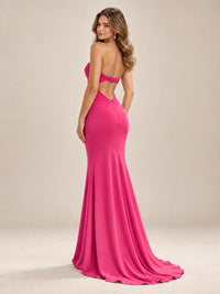 Light Blue Strapless Sweetheart Mermaid Prom Dress with Pleated Bodice
