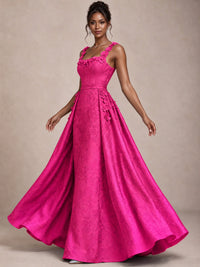 Light Blue 3D Floral Jacquard Prom Dress with Detachable Overskirt Corset Gown