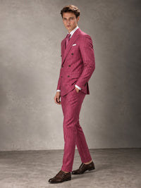 Double Breasted Pinstripe Men's Suit 2 Piece (Jacket & Pants) for Wedding & Formal Prom