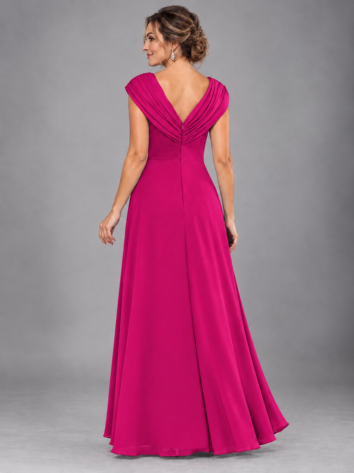Cap Sleeve Chiffon A-Line Mother of the Bride Dress