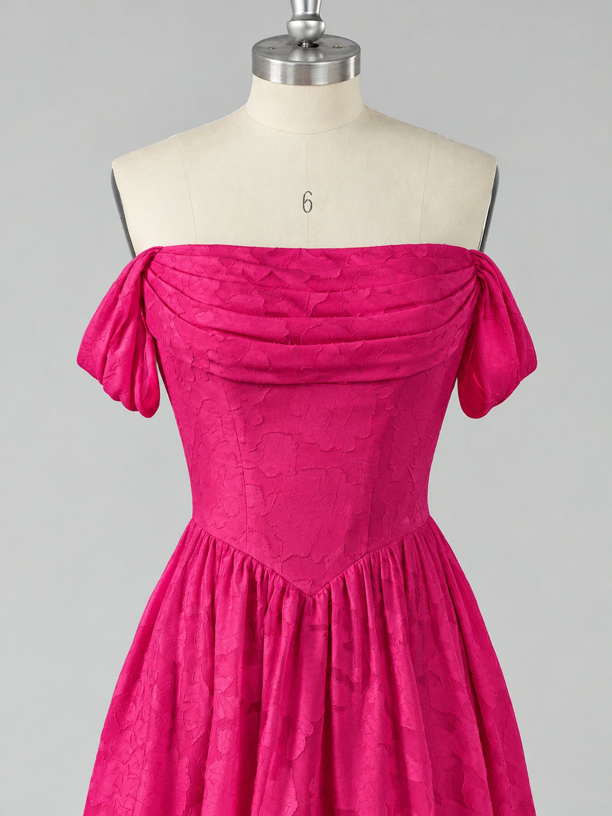 Off Shoulder Jacquard A-Line Maxi Dress