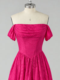 Off Shoulder Jacquard A-Line Maxi Dress