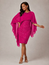 Floral Sheath Mother of the Bride Dress with Cape Overlay