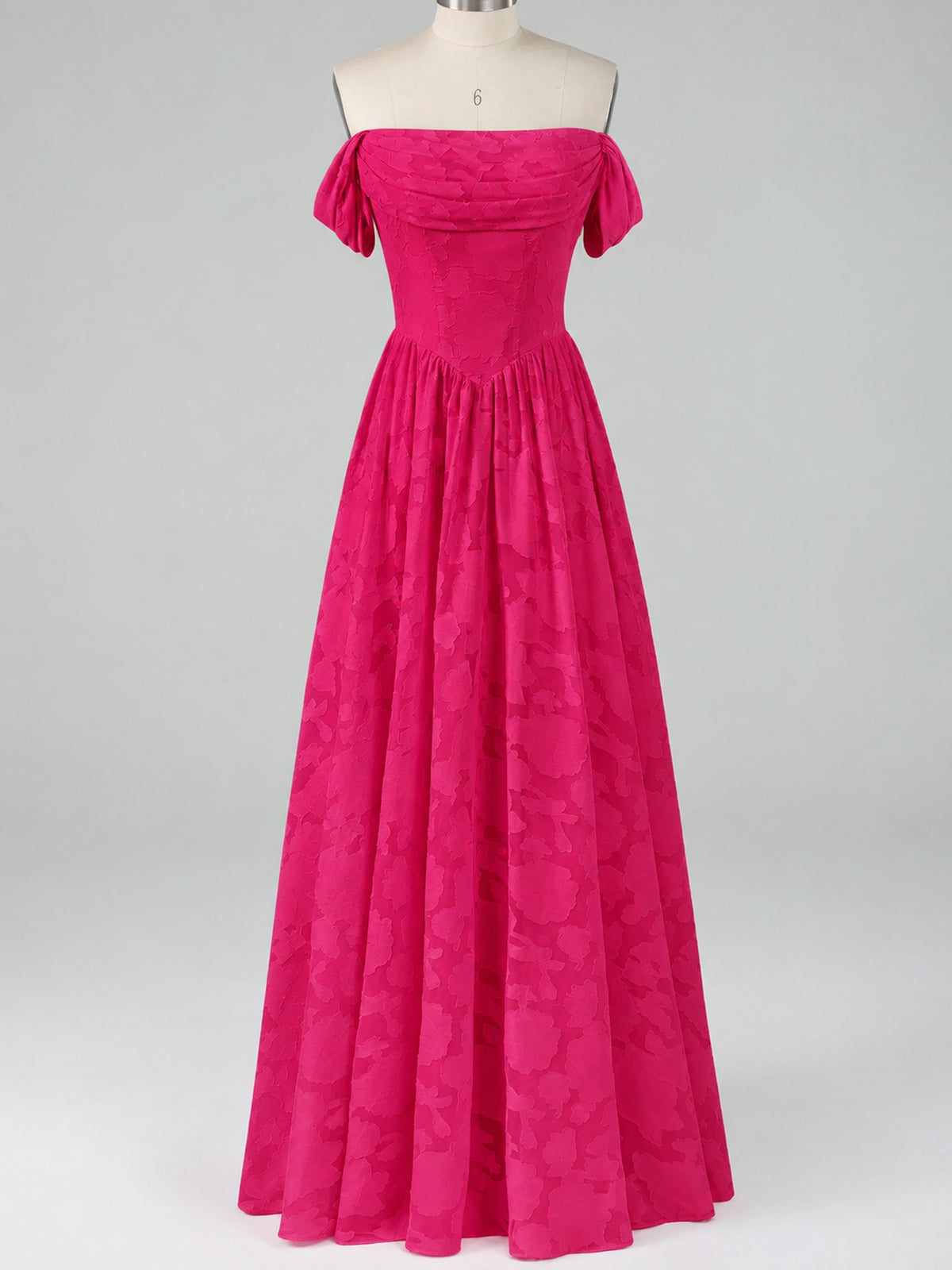 Off Shoulder Jacquard A-Line Maxi Dress