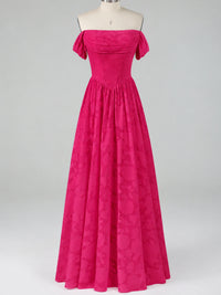Off Shoulder Jacquard A-Line Maxi Dress