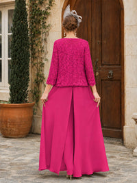 Elegant 3-Piece Chiffon Mother of the Bride Pantsuit with Floral Applique Jacket