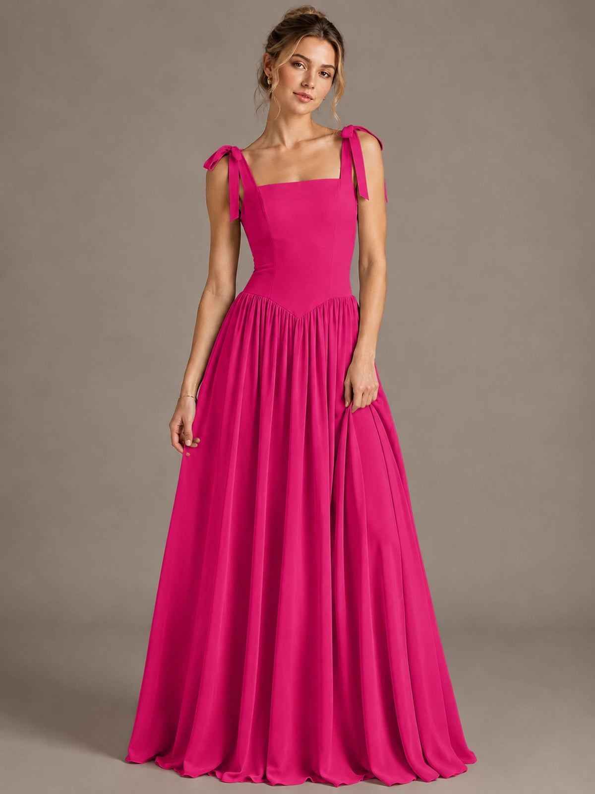 Square Neck A-Line Maxi Dress