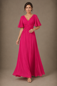 A-Line Chiffon Mother of the Bride Dress with Applique