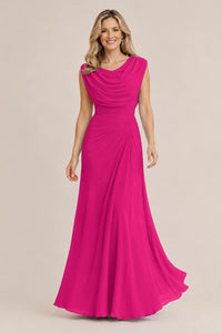 Cowl Neck Ruched Chiffon Mother of the Bride Dress