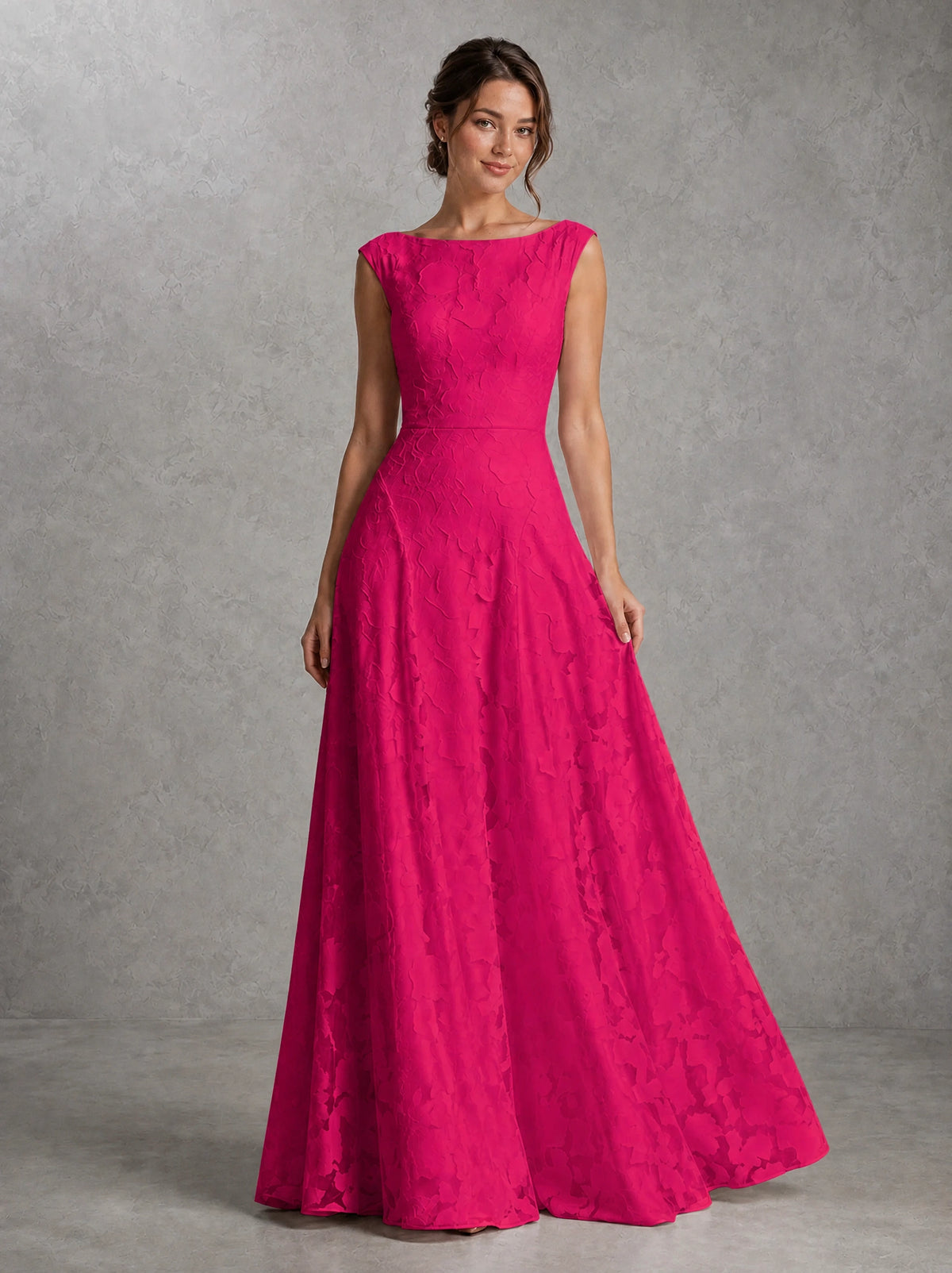 Blush Pink Lace Applique A-Line Bridesmaid Dress