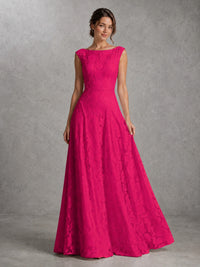 Blush Pink Lace Applique A-Line Bridesmaid Dress