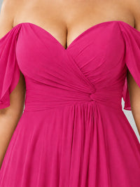 Off Shoulder Chiffon Bridesmaid Dress with Slit