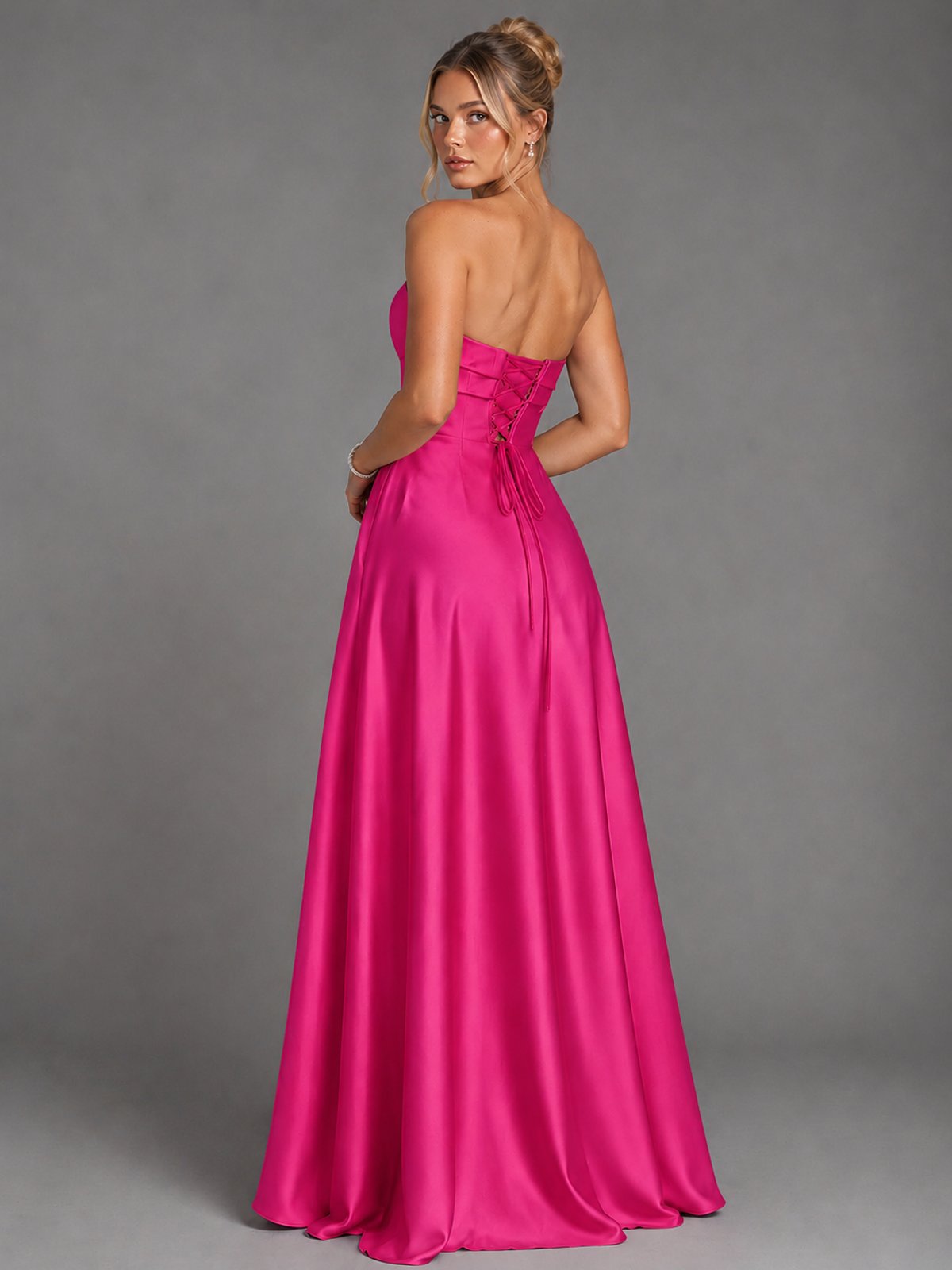 Sweetheart Neck Strapless Satin A-Line Prom Dress