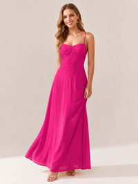 JOVELLEE Yellow Sweetheart Ruched Bust Chiffon Maxi Dress