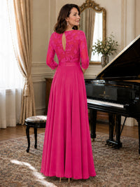 Lace Applique Wide-Leg Chiffon Mother of the Bride Jumpsuit
