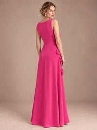 3D Floral Applique Sleeveless Formal Maxi Dress