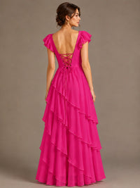 Ruffle Tiered V Neck Maxi Dress