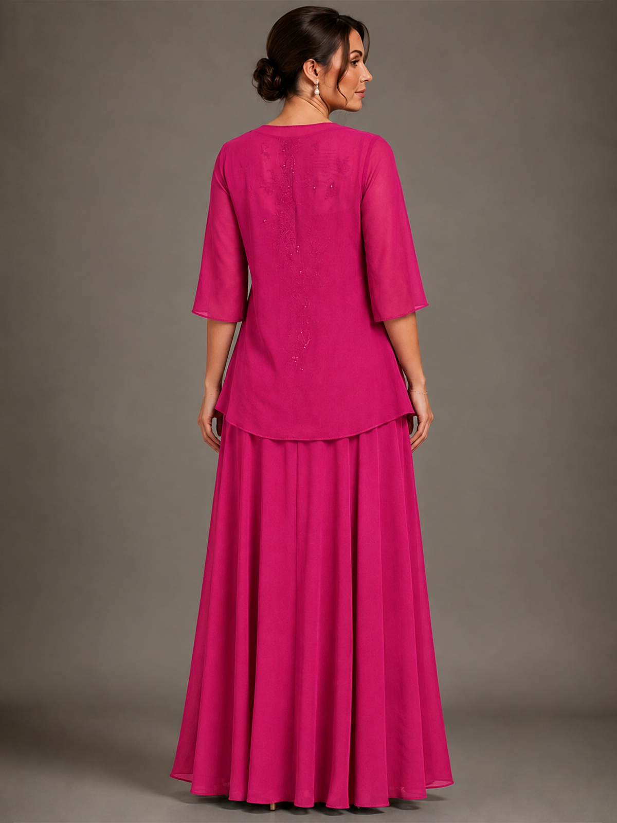 A-line 2 Pieces Chiffon Appliques Mother of The Bride Dresses with Jackets