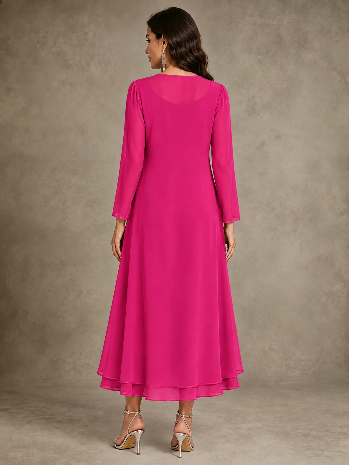 Sequin Chiffon Mother of the Bride Dress with Jacket