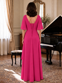 V-Neck Chiffon Lace Mother of the Bride Dresses